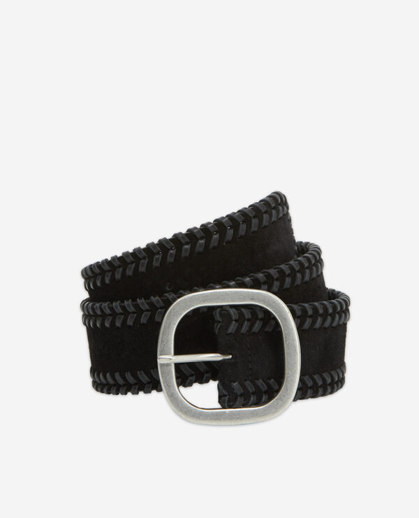 women’s suede leather belt w/ braided details