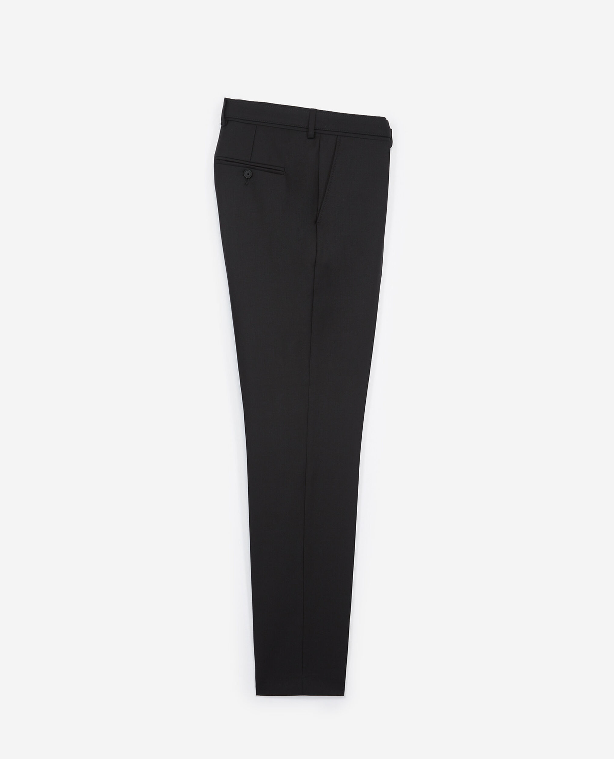 Black wool fitted suit trousers, BLACK, hi-res image number null