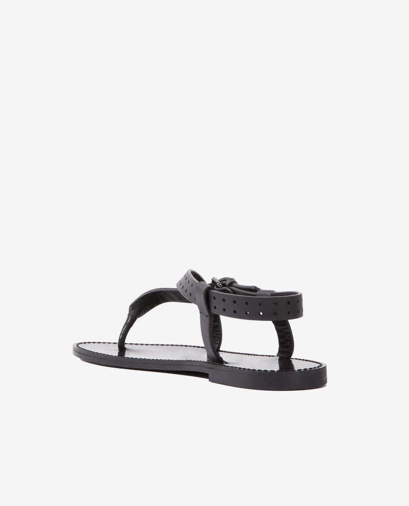 The Kooples WOMEN BLACK black sandals in perforated leather