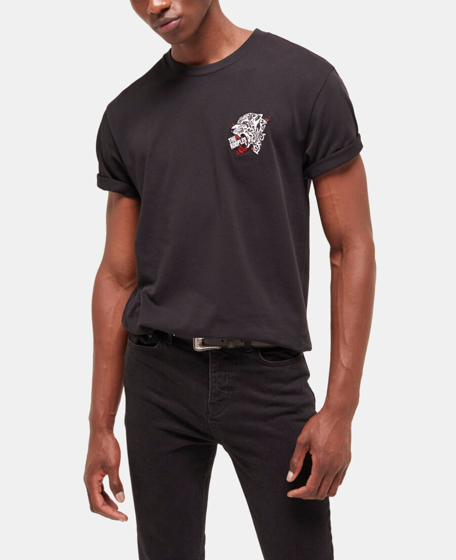 schwarzes t-shirt herren mit siebdruck