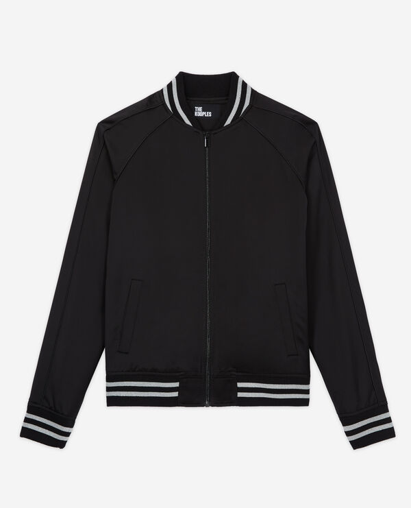 black satin zipped sweatshirt