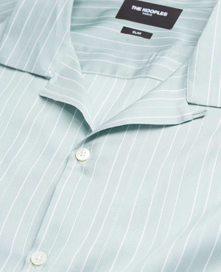 The Kooples HOMME BLUE/GREEN chemise verte et blanche fluide col cubain