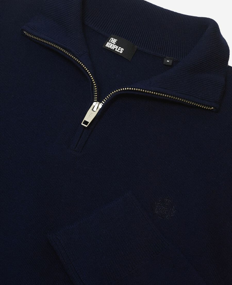 The Kooples MEN NAVY double-faced navy trucker-neck sweater