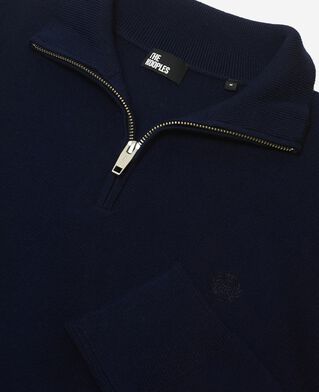 The Kooples MEN NAVY double-faced navy trucker-neck sweater