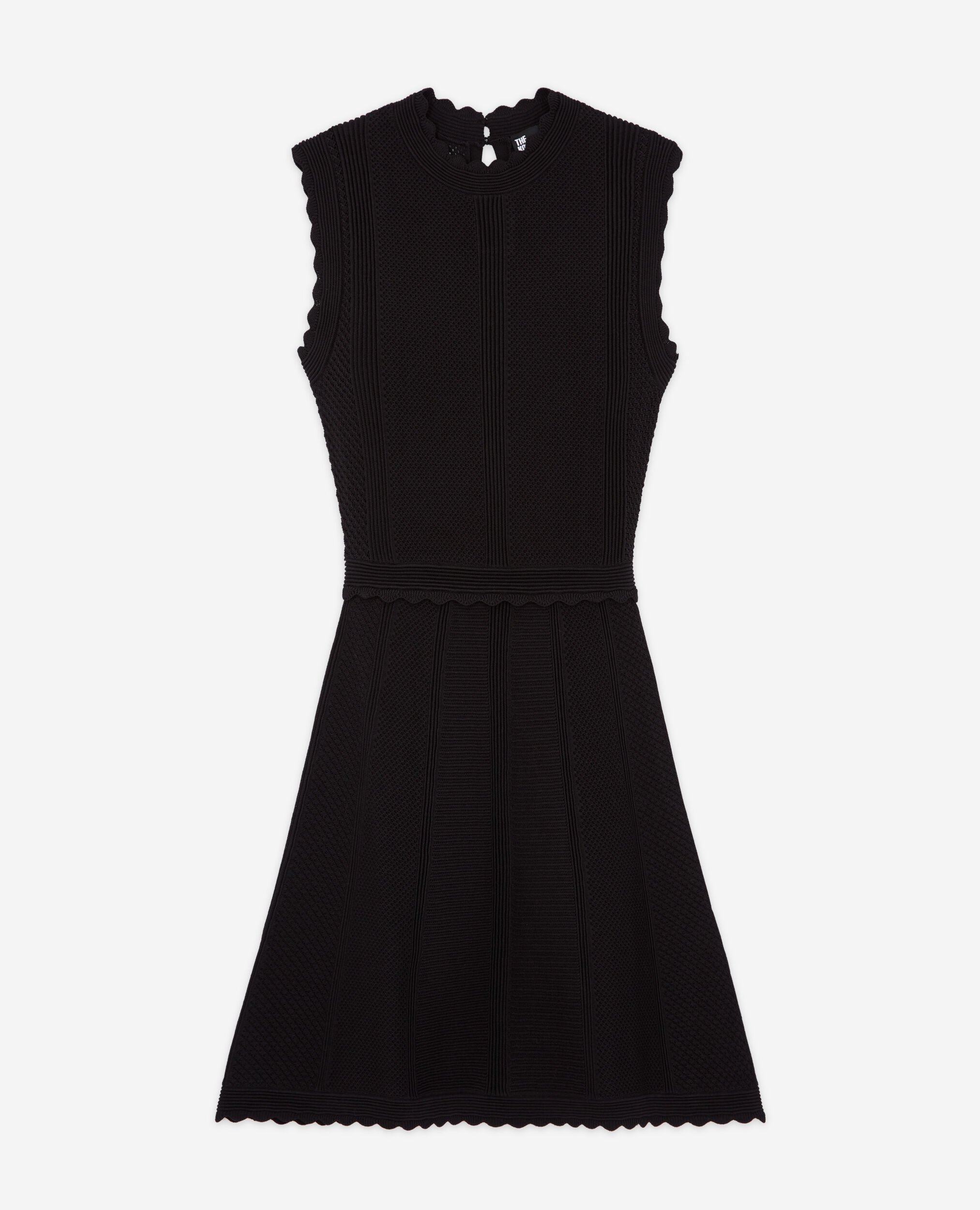 Robe courte noire en maille, BLACK, hi-res image number null