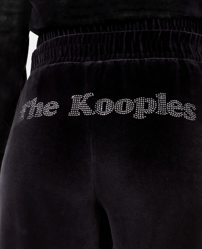 The Kooples FEMME BLACK bas de jogging logo en velours noir