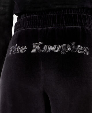 The Kooples DAMEN BLACK schwarze jogginghose mit logo aus samt