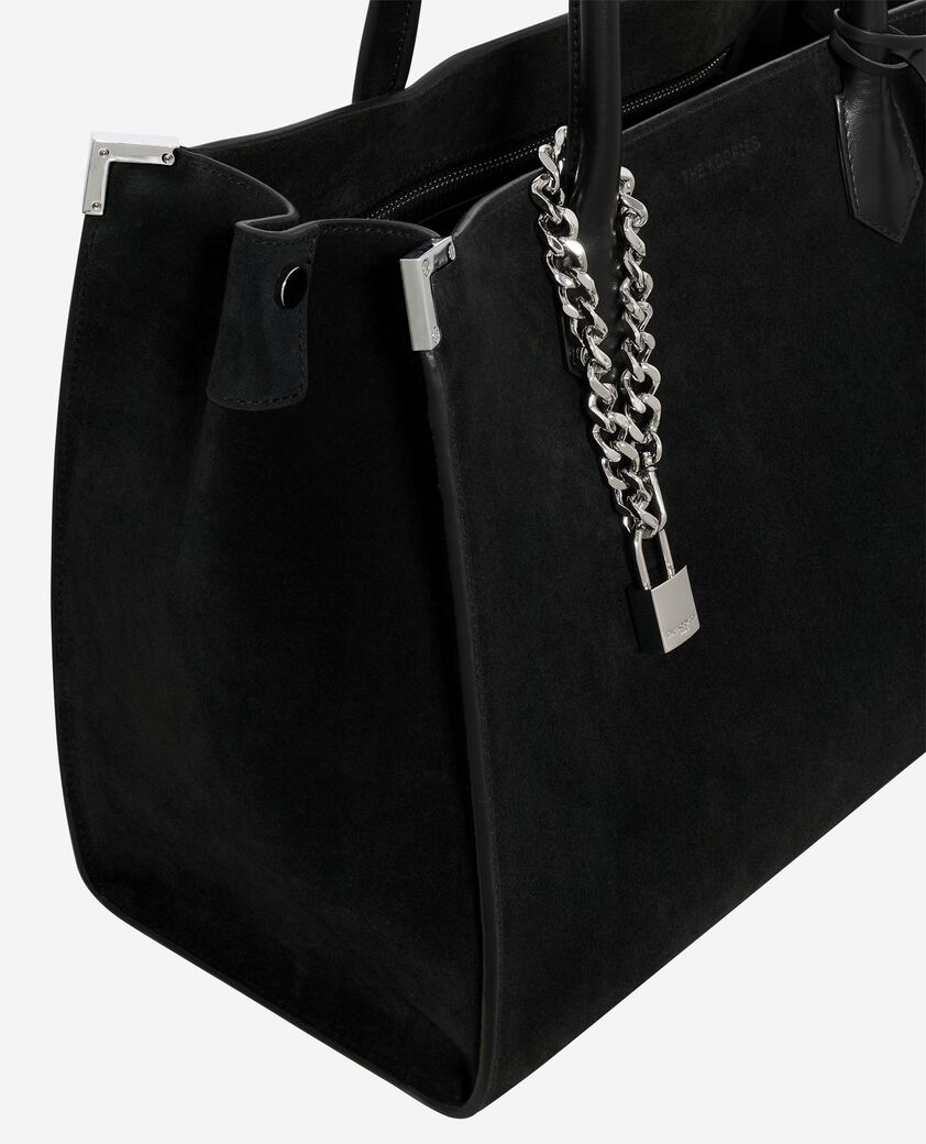 The Kooples WOMEN BLACK ming l tote bag in black suede