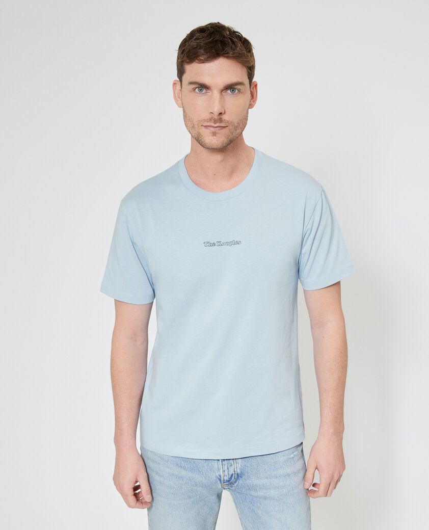The Kooples HOMME LIGHT BLUE t-shirt avec logo d&eacute;tour&eacute; bleu