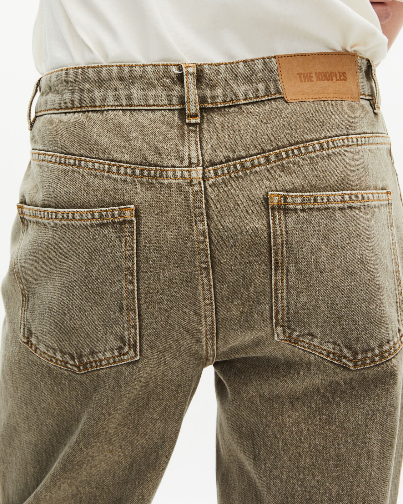 The Kooples MEN OLIVE straight-cut olive jeans