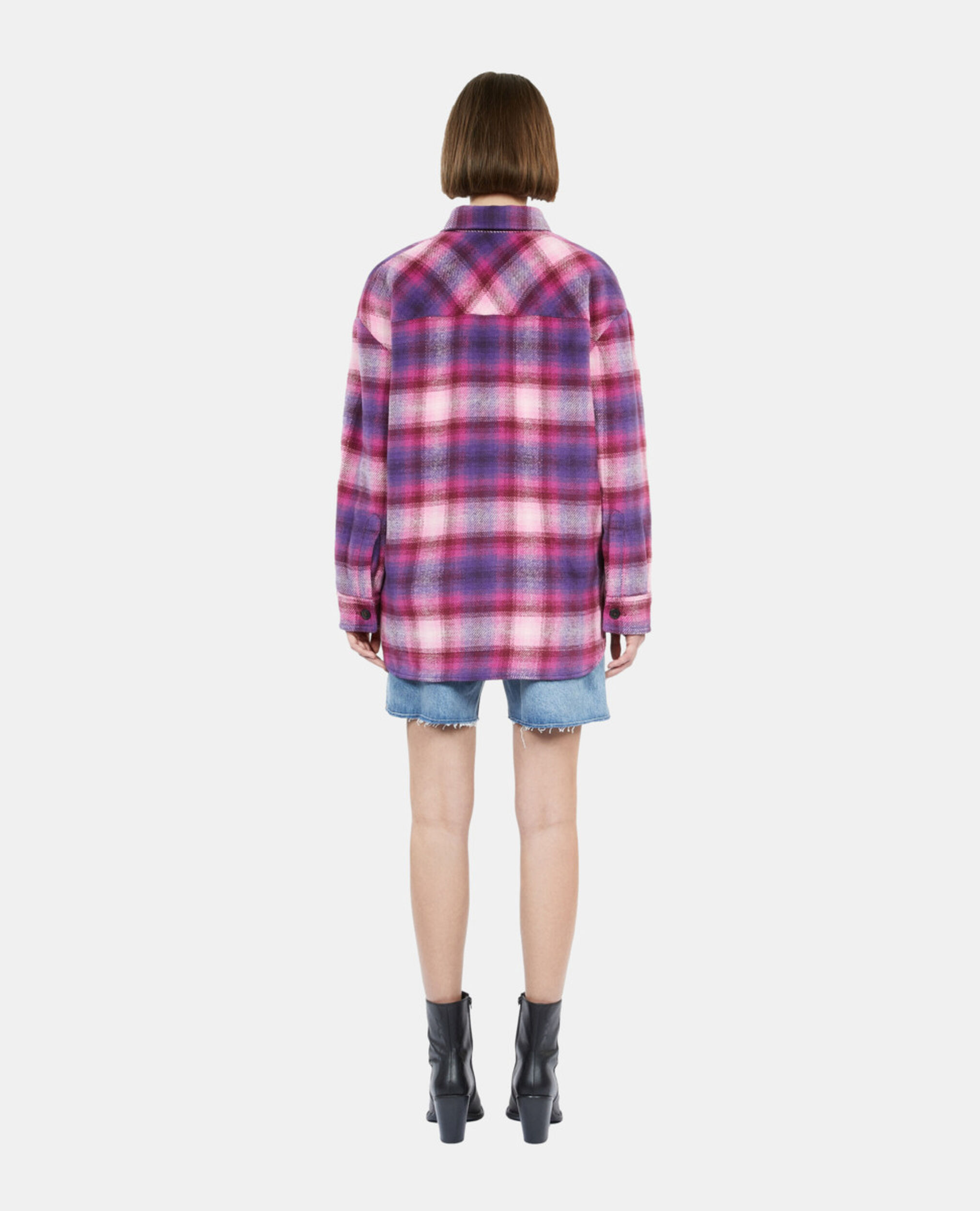 Checked overshirt style jacket, BABY PINK / CASSIS, hi-res image number null