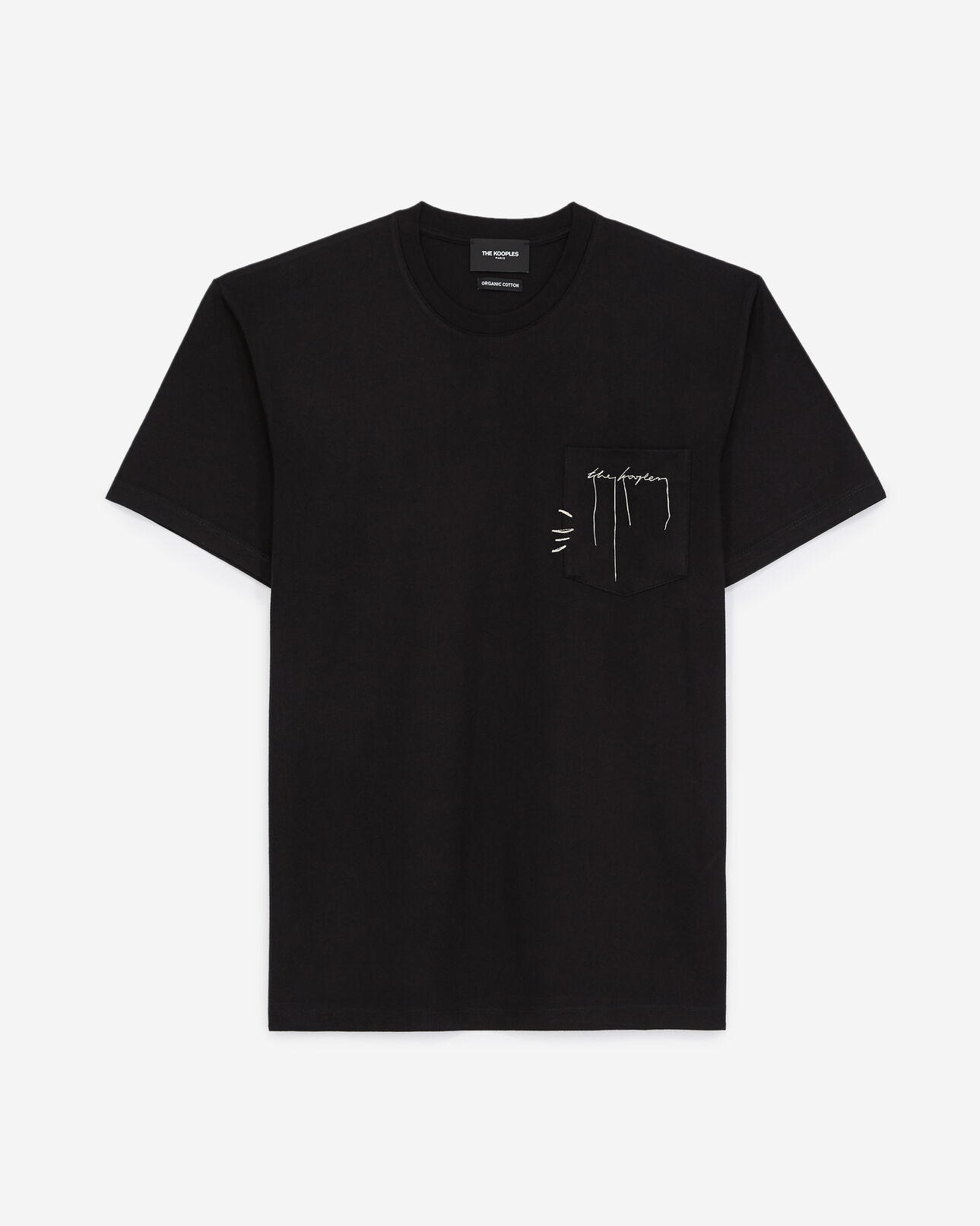 The Kooples MEN BLACK black t-shirt in cotton with breast pocket