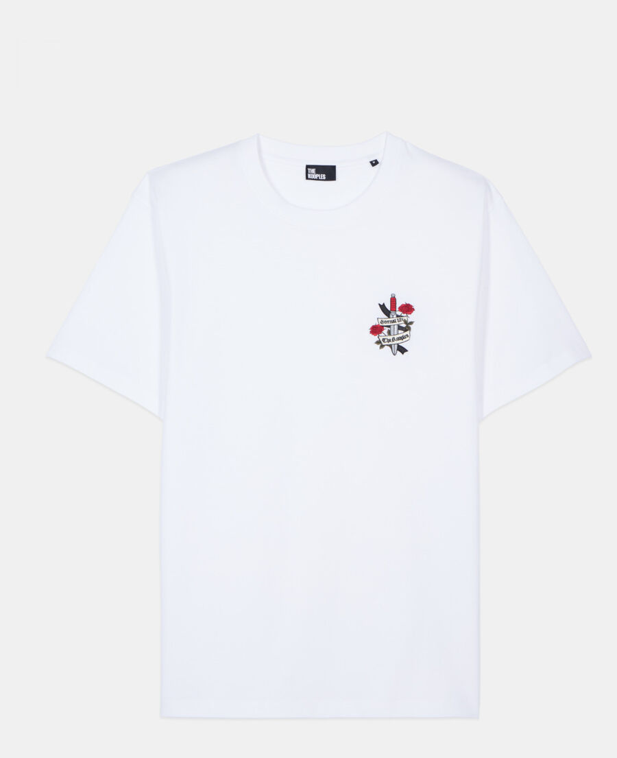 The Kooples HERREN WHITE wei&szlig;es t-shirt mit eternal life-stickerei