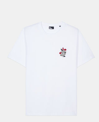 The Kooples HERREN WHITE wei&szlig;es t-shirt mit eternal life-stickerei