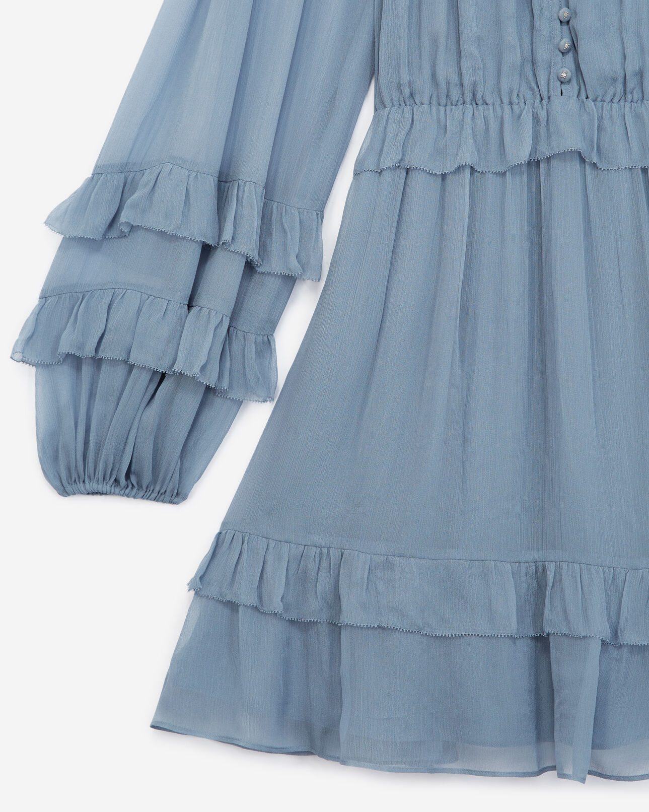 The Kooples WOMEN BLUE short sky blue dress with floaty frills
