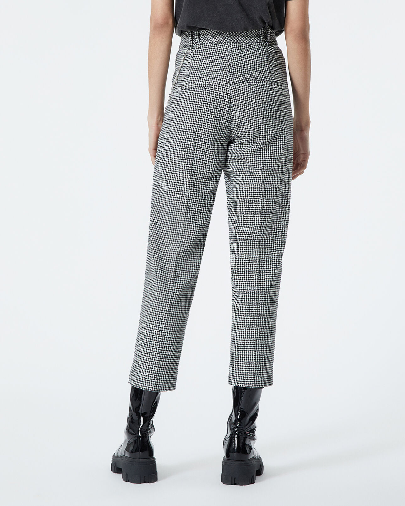 The Kooples FEMME BLACK WHITE pantalon droit motif pied de poule