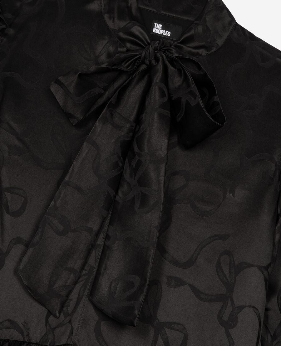 The Kooples FEMME BLACK robe courte jacquard imprimé rubans