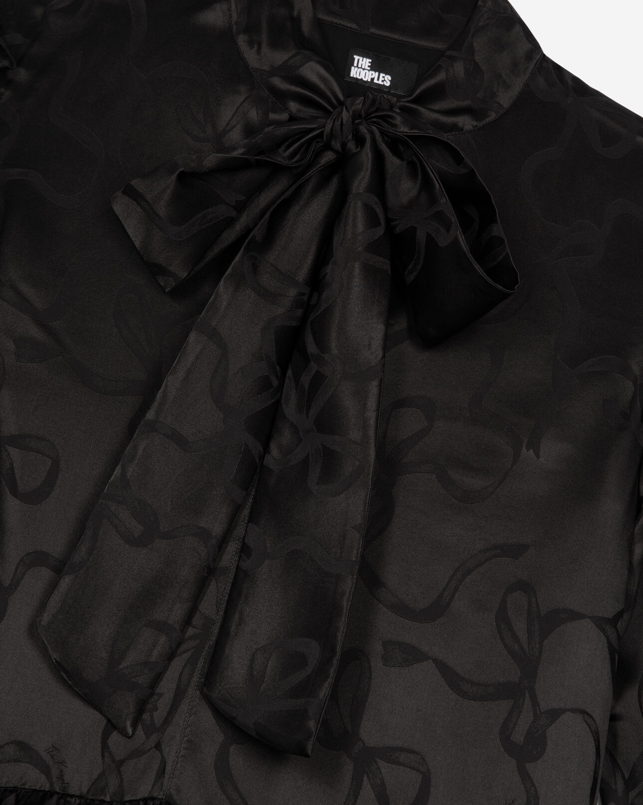 The Kooples FEMME BLACK robe courte jacquard imprimé rubans