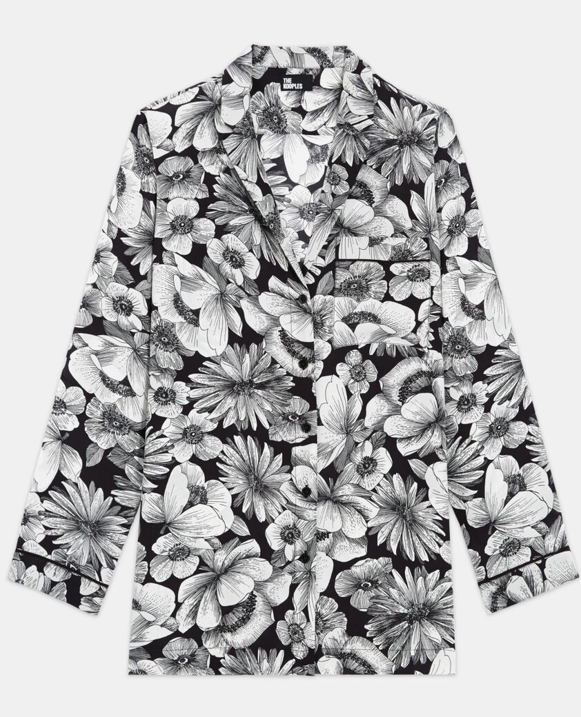 The Kooples F BLACK WHITE floral silk shirt