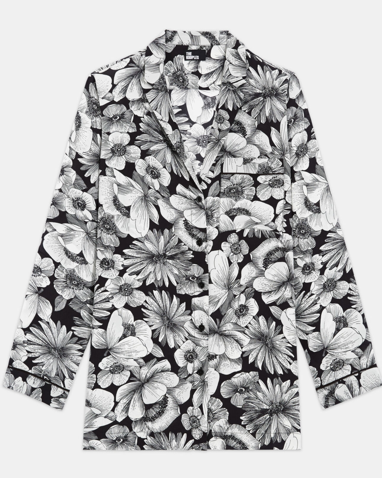 The Kooples WOMEN BLACK WHITE floral silk shirt
