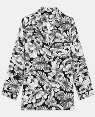 The Kooples F BLACK WHITE floral silk shirt