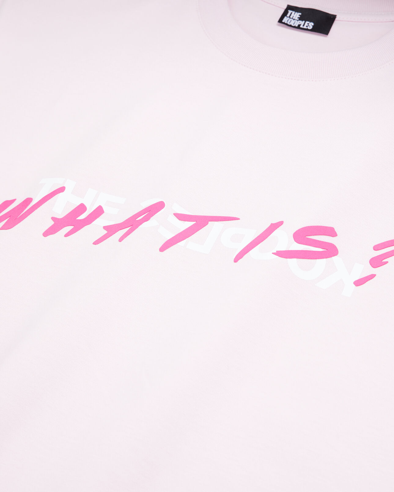 The Kooples HERREN PALE PINK rosa t-shirt mit „what is“-schriftzug