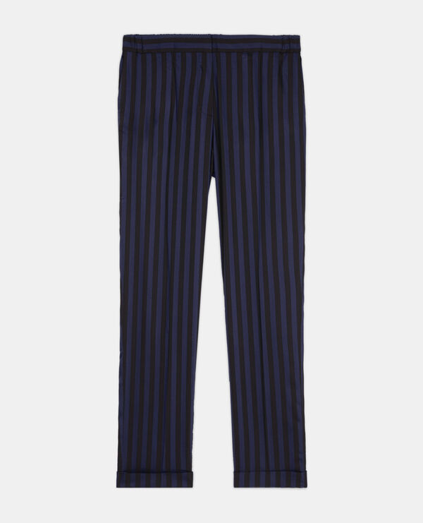 Straight-cut striped pants