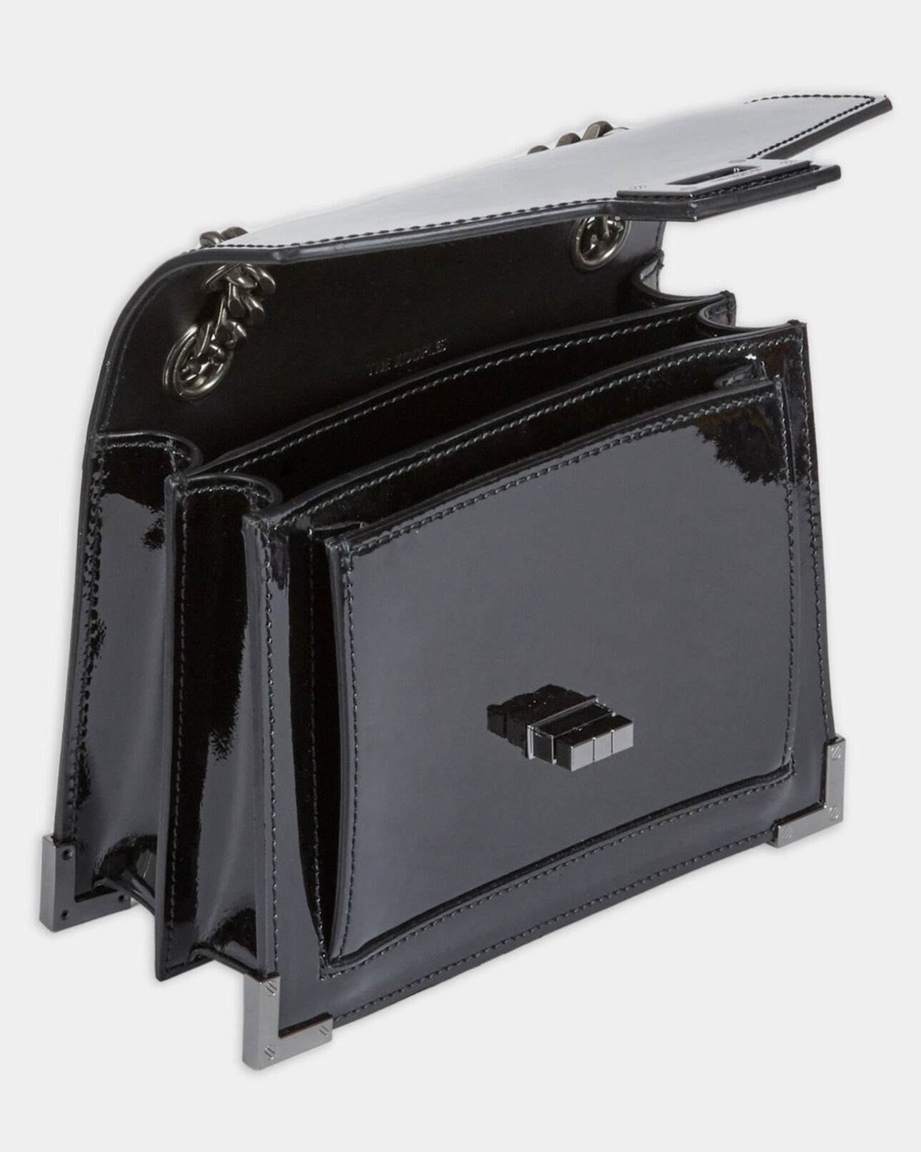 The Kooples WOMEN BLACK small emily bag in black vinyl-effect leather