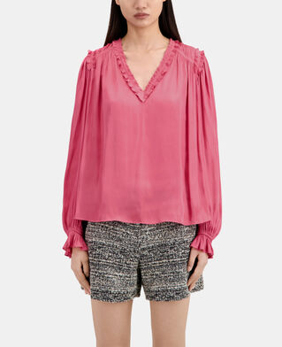 The Kooples FEMME PINK top rose avec fronces