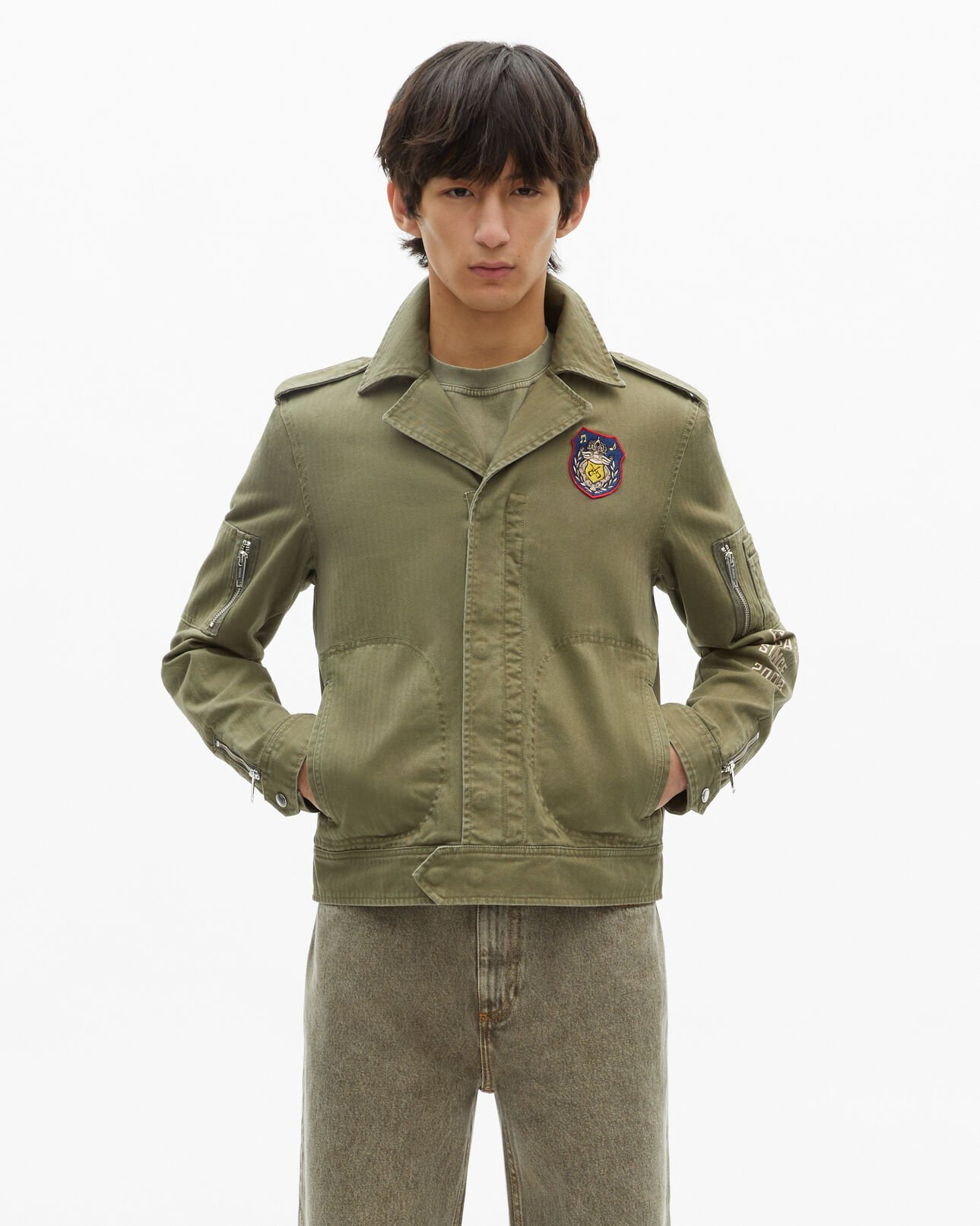 The Kooples HERREN KAKI jacke im offiziersstil khaki