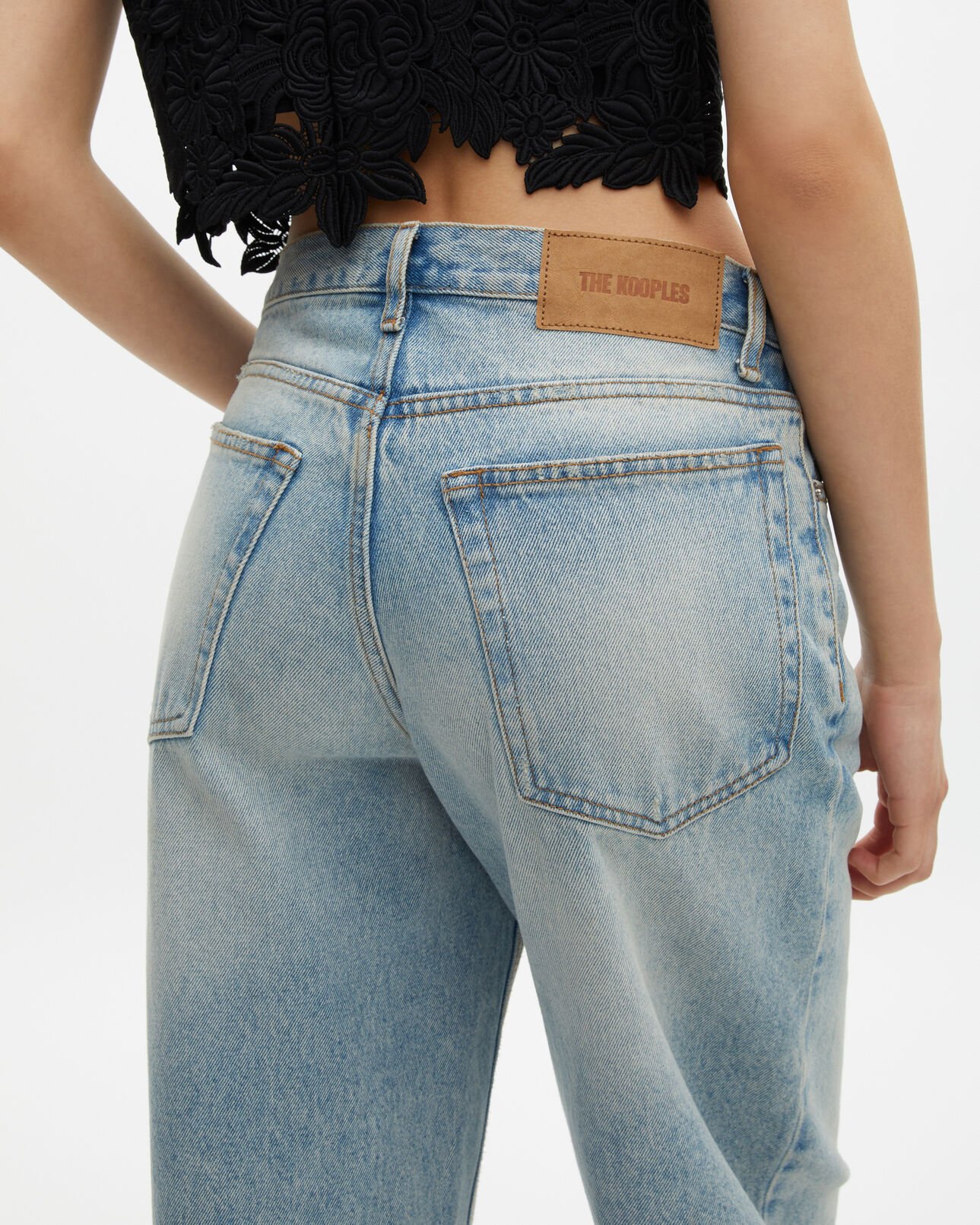 The Kooples WOMEN BLUE BLEACHED / NAVY light blue boyfriend jeans