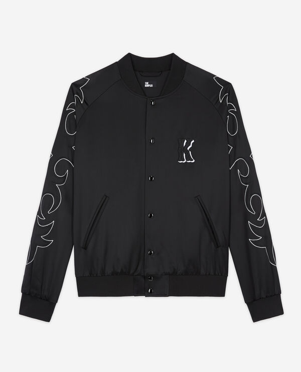 black teddy jacket with western-style embroidery