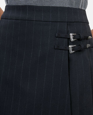 The Kooples FEMME BLACK jupe courte pliss&eacute;e &agrave; rayures noire