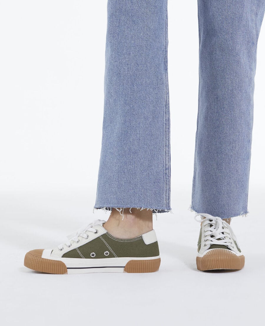 The Kooples UNISEX KAKI khakifarbene niedrige turnschuhe aus stoff