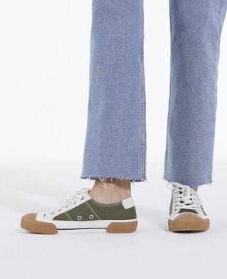 The Kooples UNISEX KAKI khakifarbene niedrige turnschuhe aus stoff