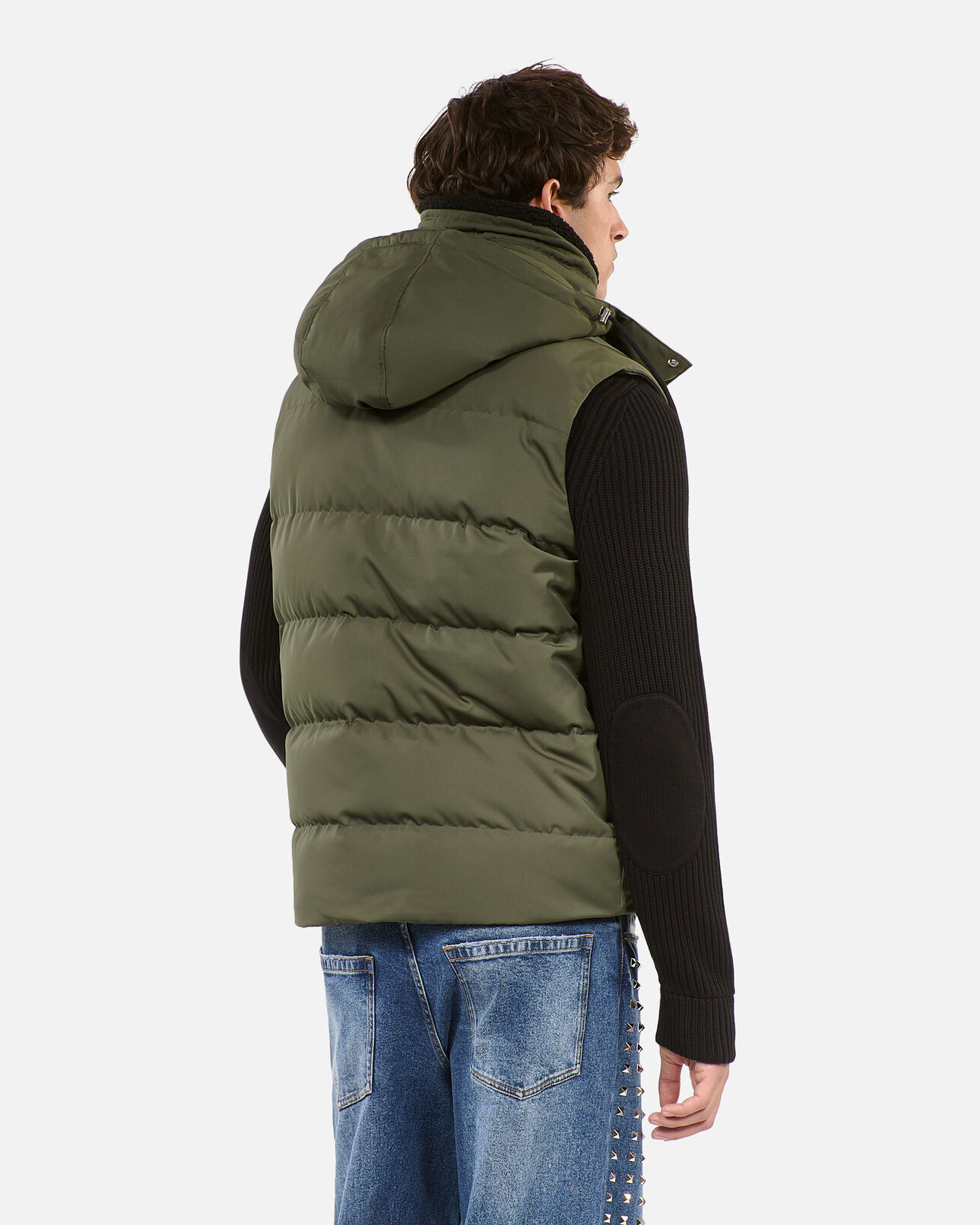 The Kooples MEN OLIVE khaki sleeveless down jacket