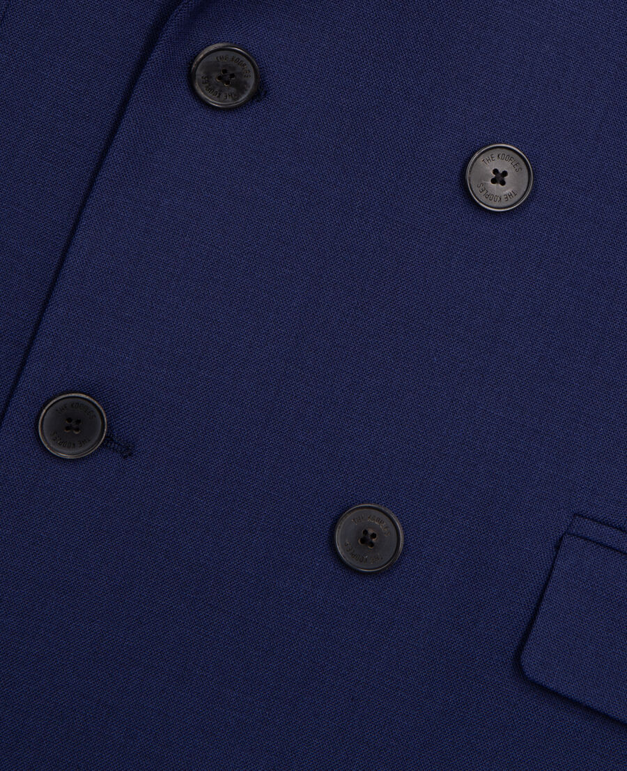 veste de costume croisée bleu vif en laine