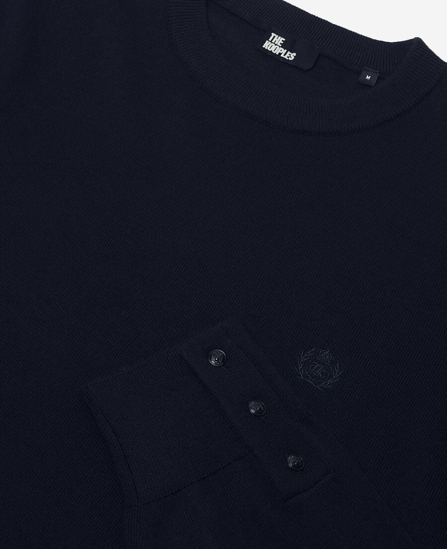 The Kooples MEN NAVY round-neck sweater in navy merino wool