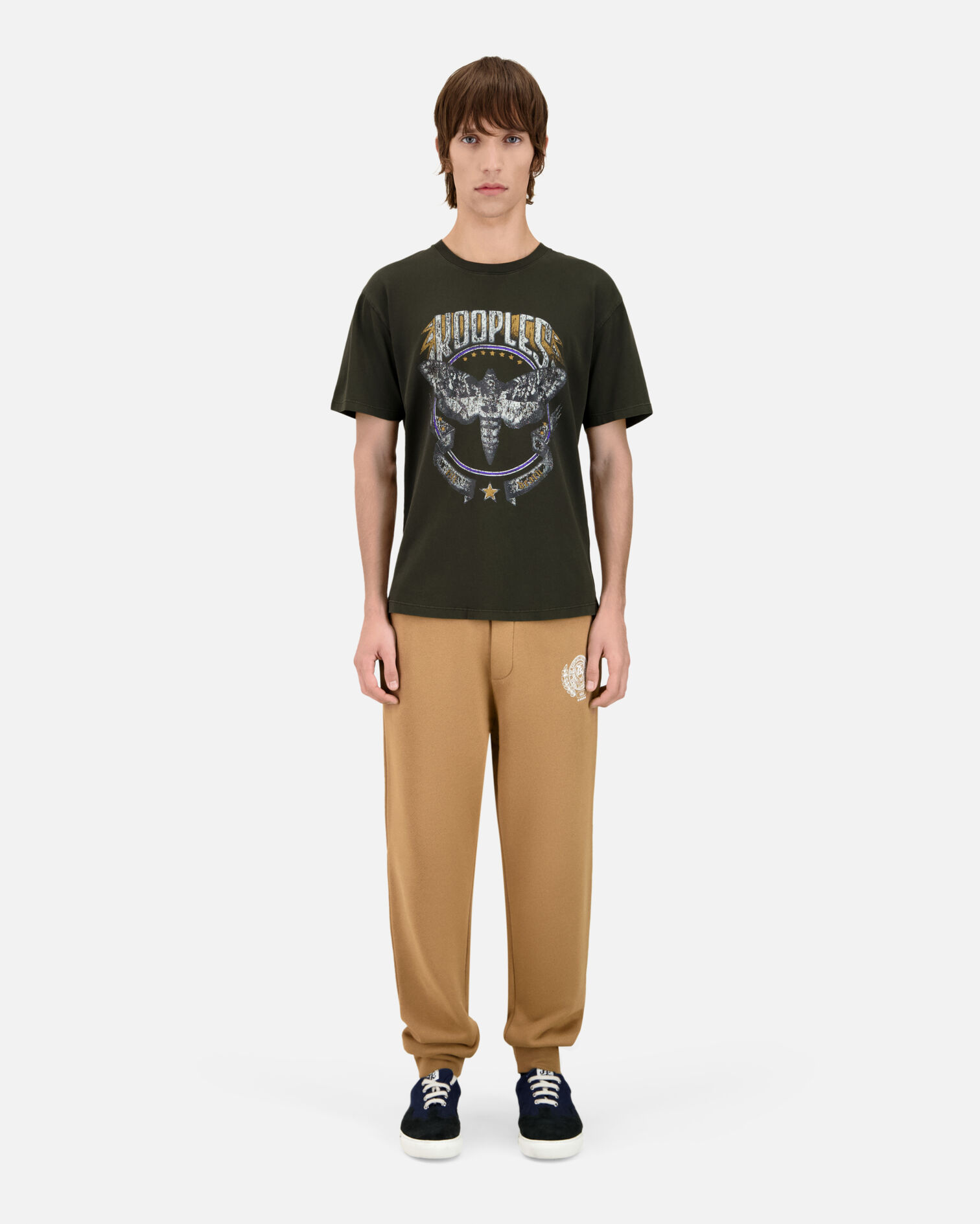 Men's dark green T-shirt with Skull butterfly serigraphy, DARK GREEN, hi-res image number null
