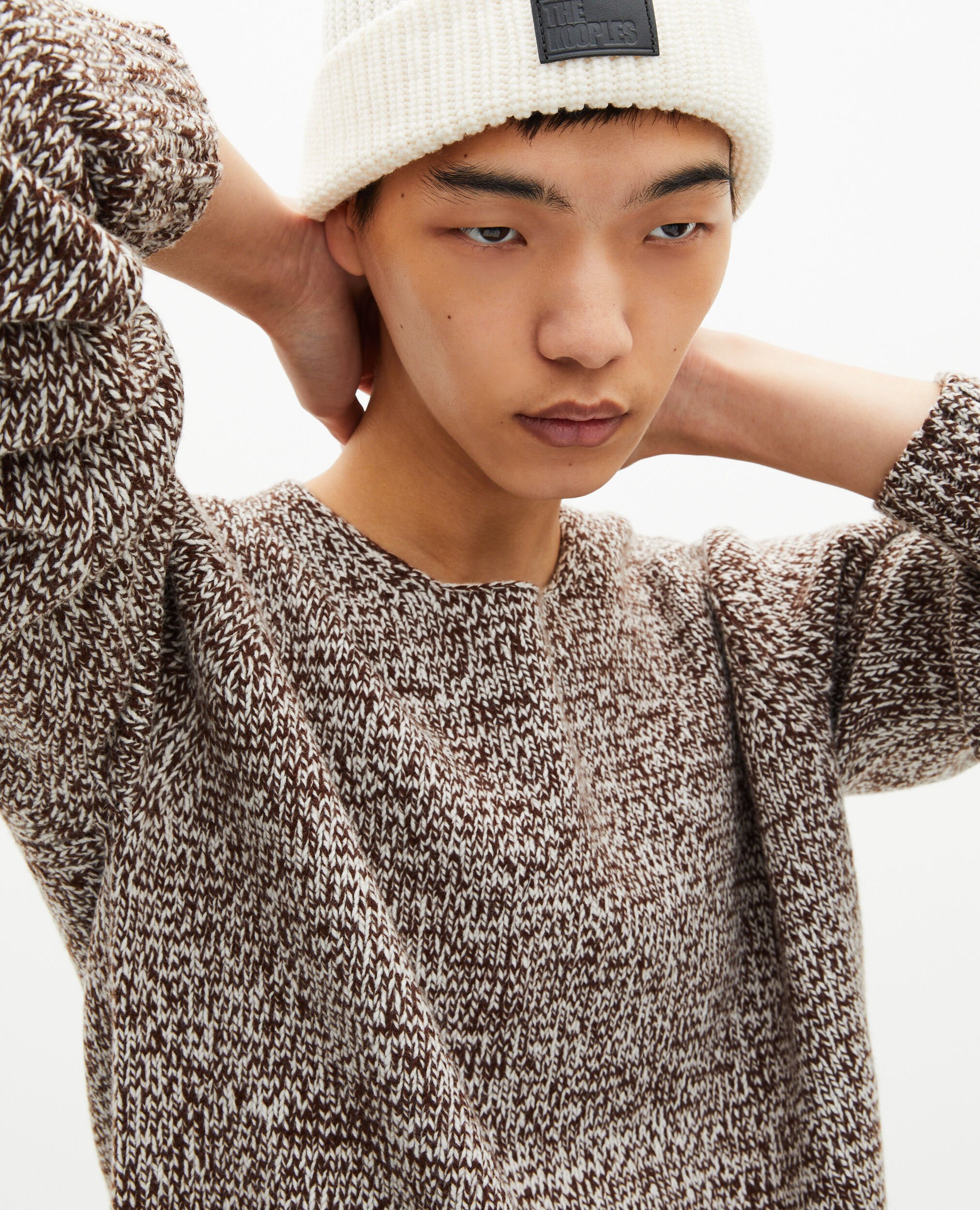 Beige and white sweater, BEIGE-BROWN, hi-res image number null