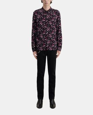 The Kooples HERREN BLACK - BURGUNDY bedrucktes hemd