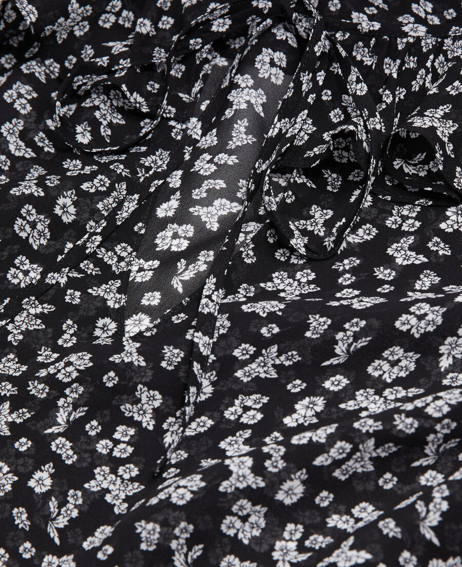 The Kooples MUJER BLACK-ECRU top estampado volantes