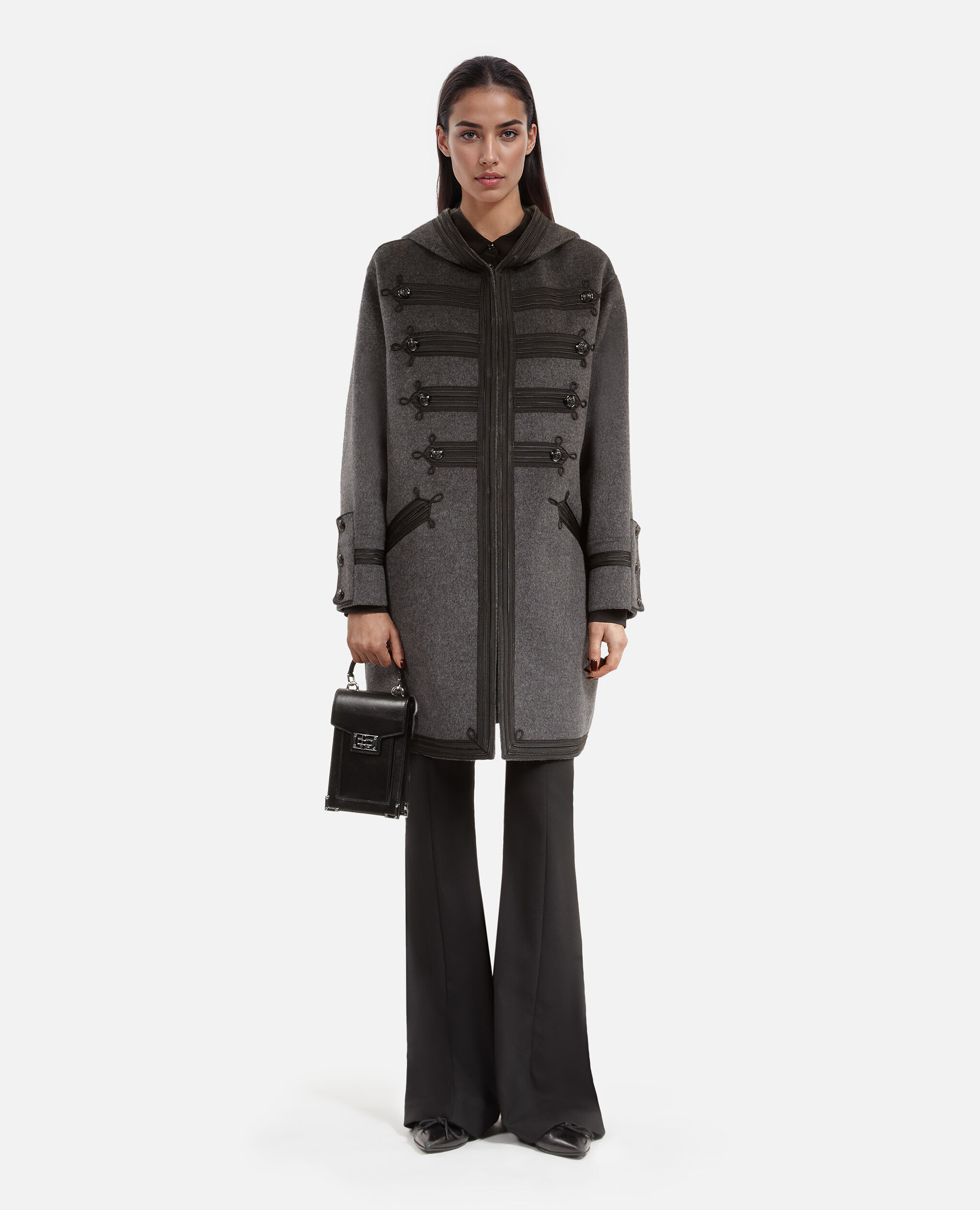Long gray wool hooded pea coat The Kooples