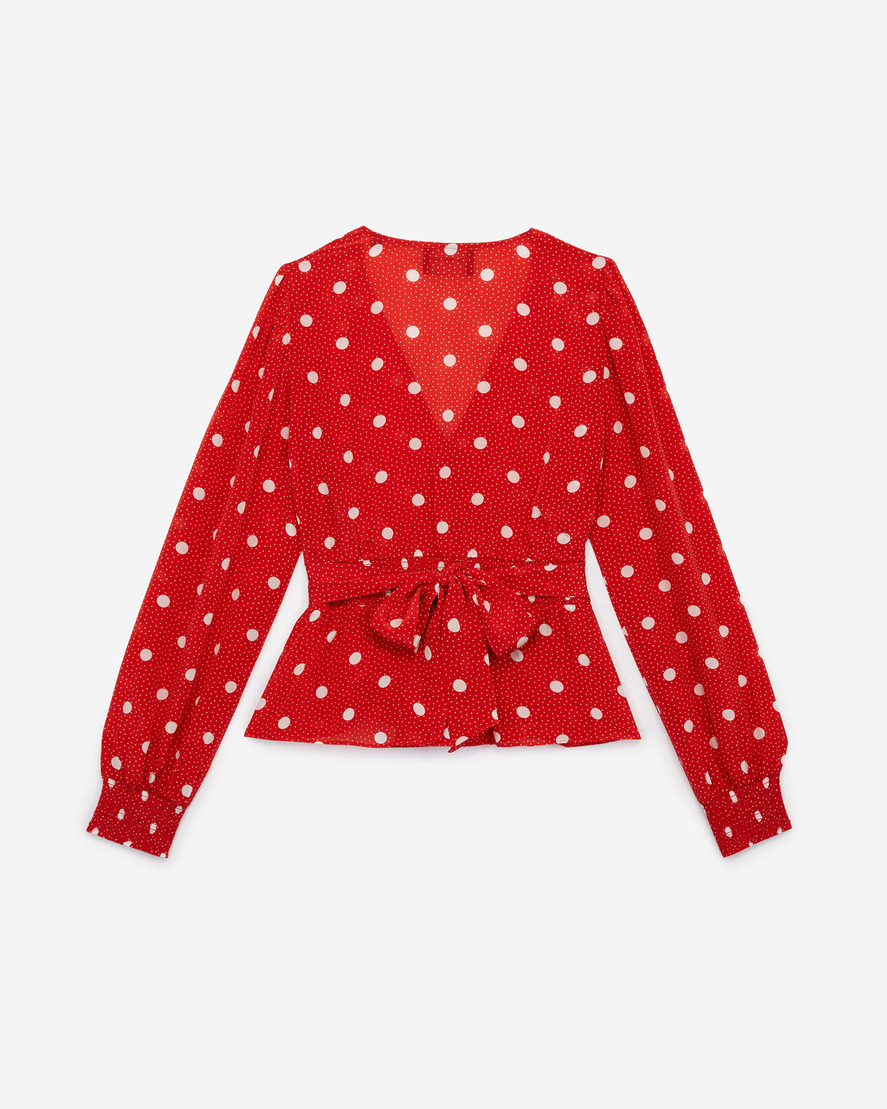 The Kooples FEMME RED / ECRU top rouge imprimé pois écru à smocks