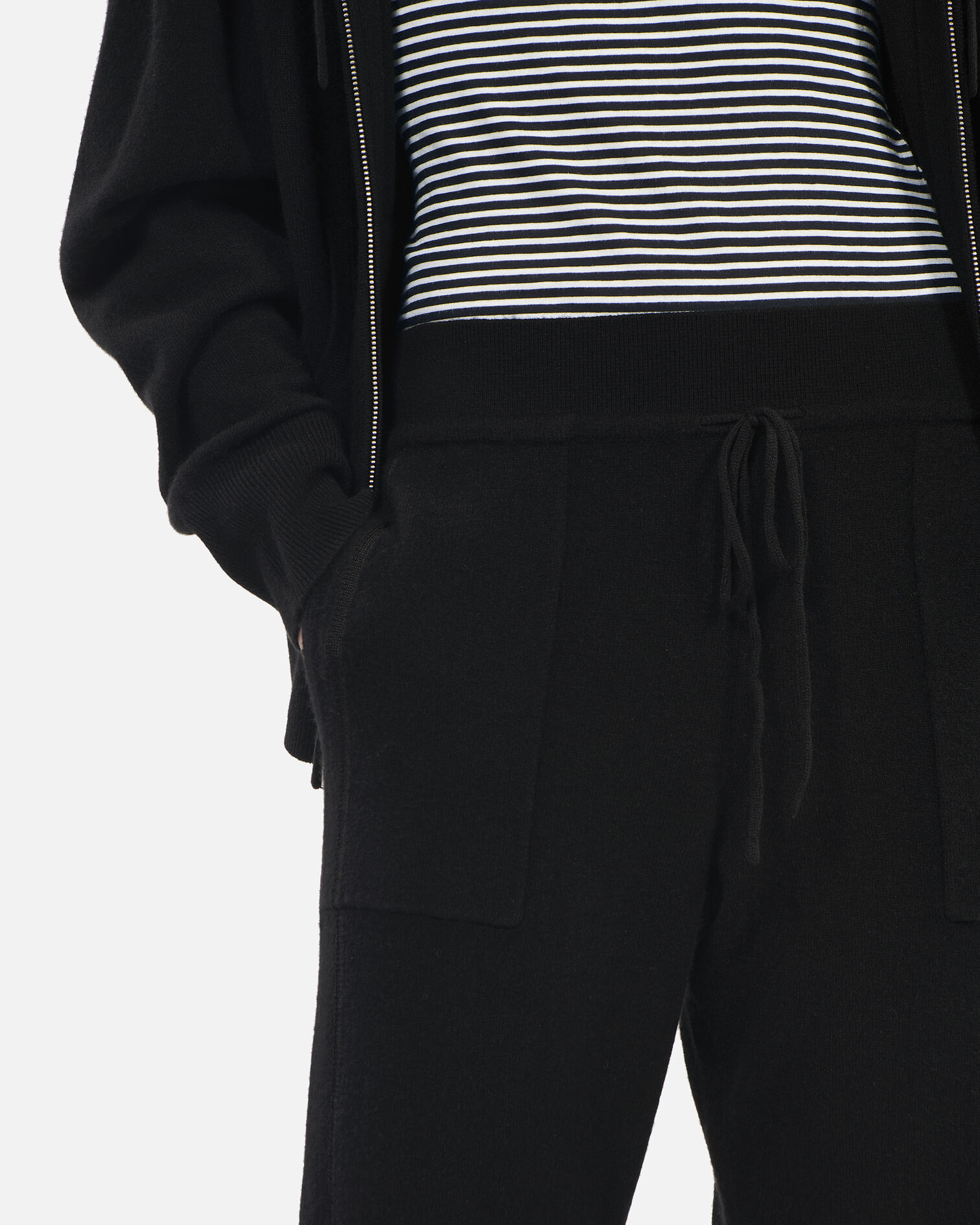 Black wool and cashmere trousers, BLACK, hi-res image number null