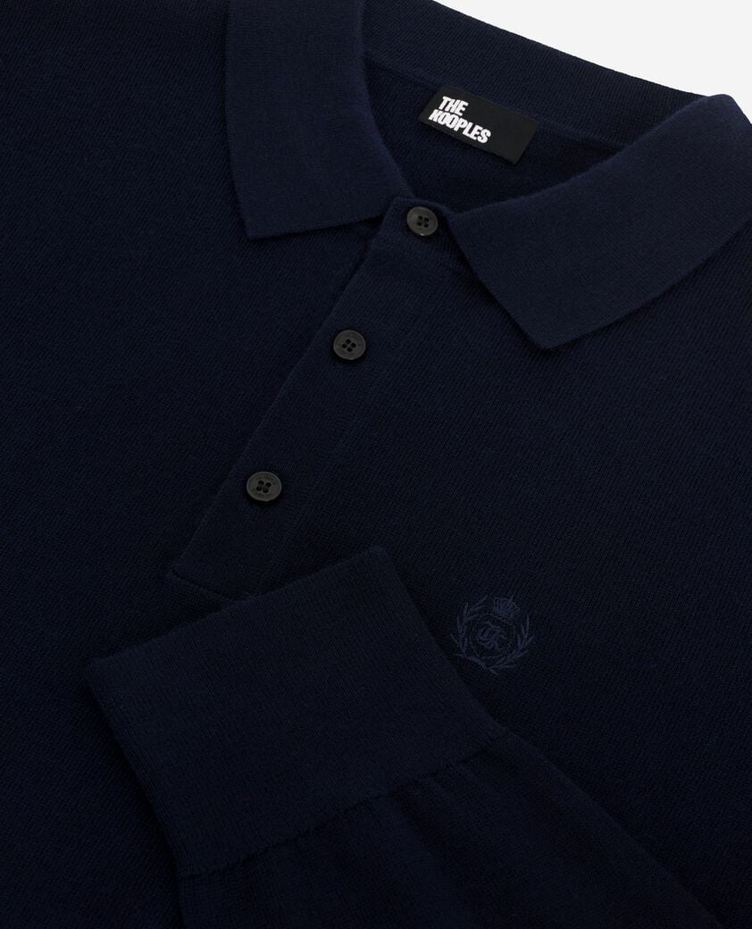 The Kooples HOMME NAVY pull col polo en laine m&eacute;rinos marine