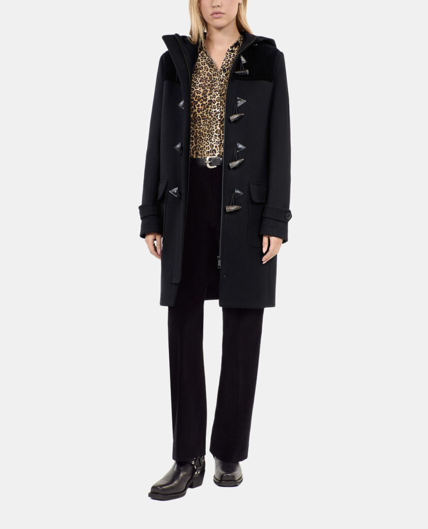 The Kooples FEMME BLACK caban &agrave; capuche noir