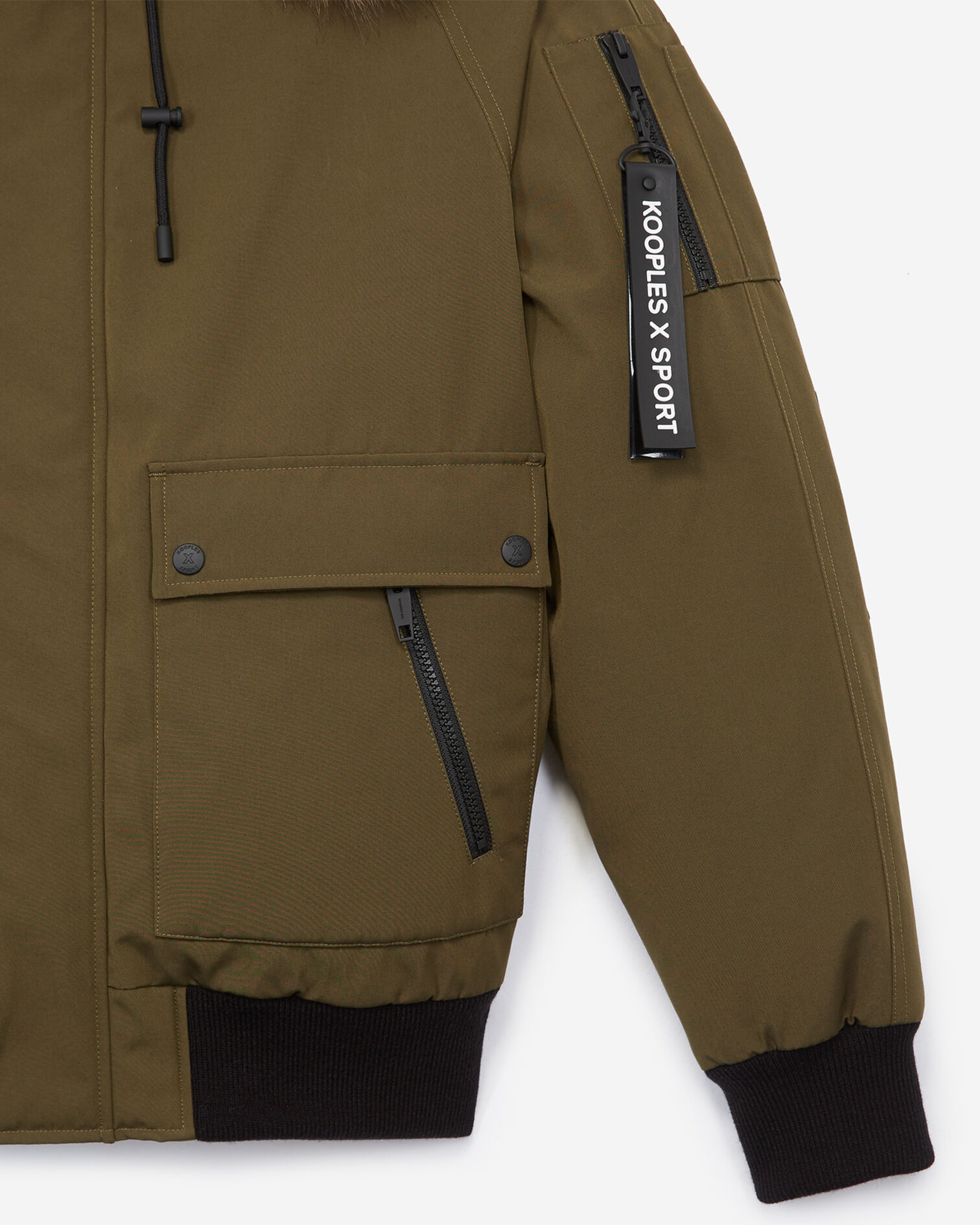Cropped khaki down jacket with lined hood, KAKI, hi-res image number null