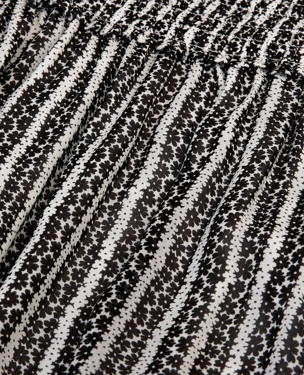 The Kooples WOMEN BLACK WHITE short printed skirt with smocks