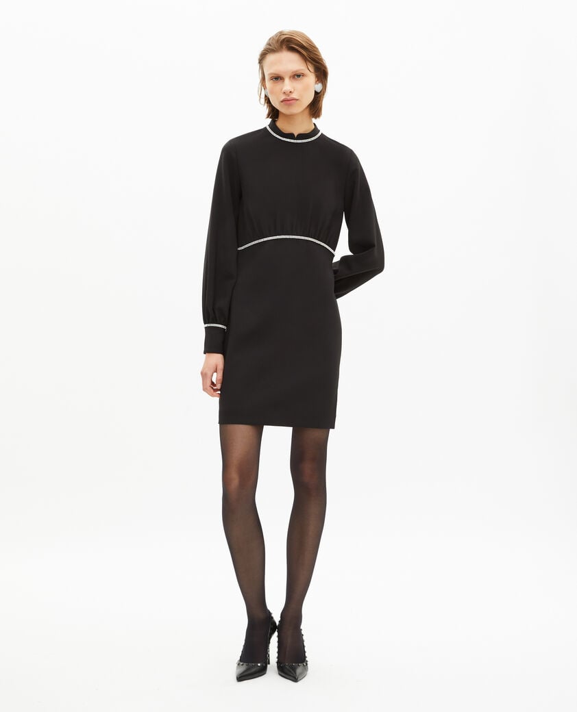 The Kooples FEMME BLACK robe courte avec détails de strass noire